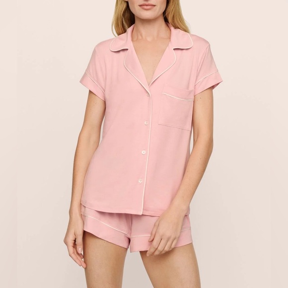 Eberjey Pajamas Giselle TENCEL Modal Shortie Shorts pjs blush pink silver - Picture 1 of 7
